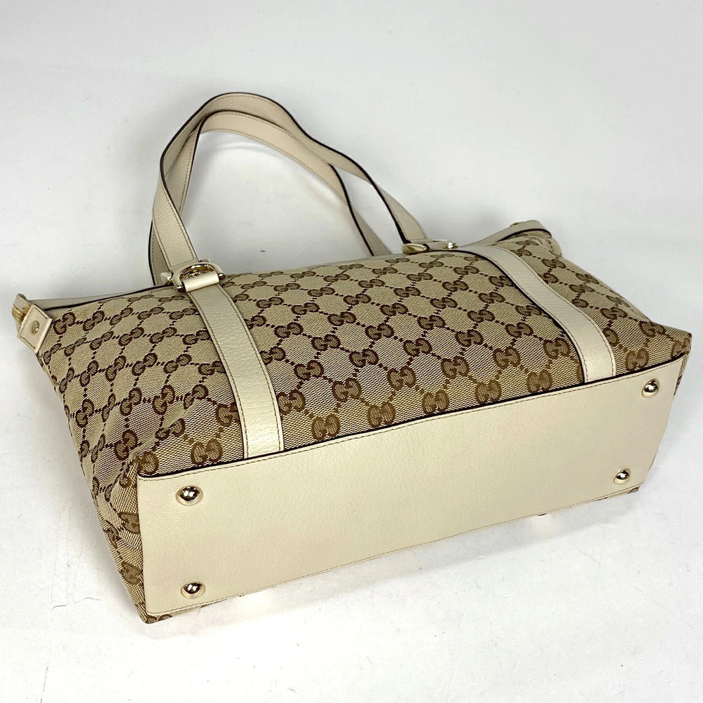 Gucci beige Abbey bag handbag GG canvas tote white